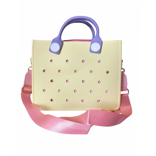 CARTERA DE PLAYA AMARILLO ROSADO