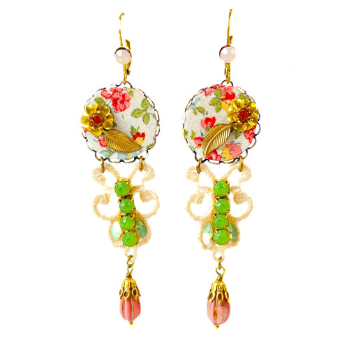 Pendientes Largos Flores y encaje