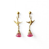 Pendientes Golondrina y Flor Rosada 0